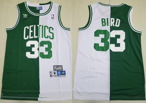 Men's Boston Celtics #33 Larry Bird Green White Split Hollywood Classic Swingman Jersey