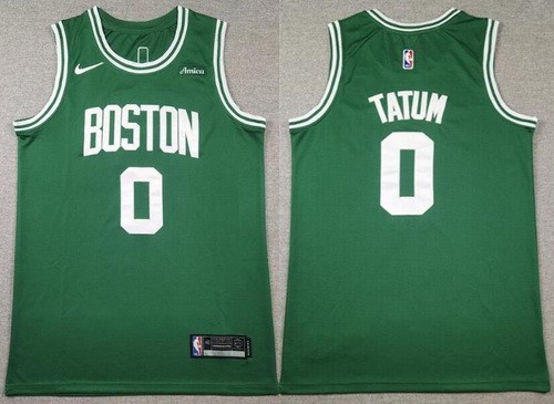 Men's Boston Celtics #0 Jayson Tatum Green Sponsor Swingman Jersey