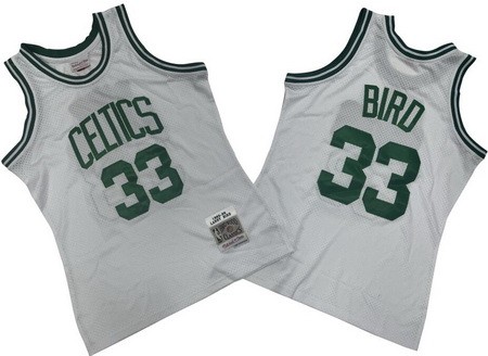 Men's Boston Celtics #33 Larry Bird White 1985 Throwback Swingman Jersey