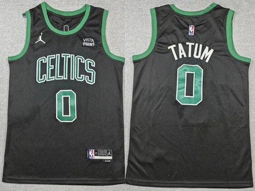 Men's Boston Celtics #0 Jayson Tatum Black 2023 Statement Sponsor Swingman Jersey