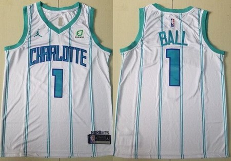 Men's Charlotte Hornets #1 Lamelo Ball White Icon Sponsor Swingman Jersey