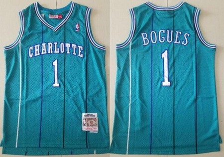 Men's Charlotte Hornets #1 Tyrone Bogues Green 1992 Throwback Swingman Jersey