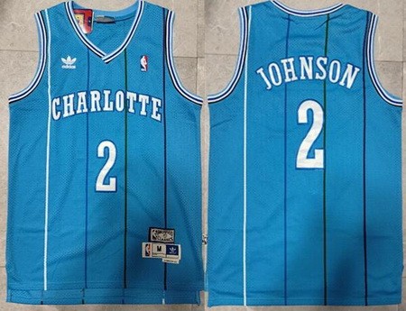 Men's Charlotte Hornets #2 Larry Johnson Blue Hollywood Classic Swingman Jersey