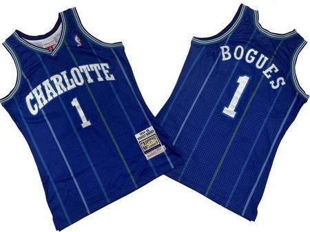 Men's Charlotte Hornets #1 Tyrone Bogues Purple 1994 Throwback Swingman Jersey