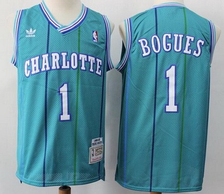 Men's Charlotte Hornets #1 Tyrone Bogues Green 1992 Hollywood Classic Swingman Jersey