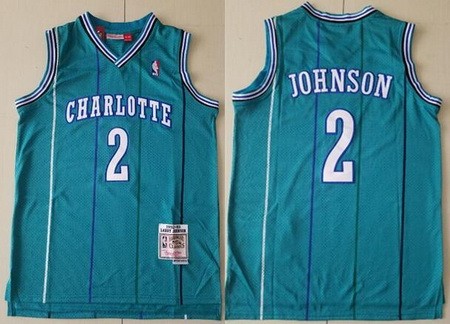 Men's Charlotte Hornets #2 Larry Johnson Green 1992 Hollywood Classic Swingman Jersey