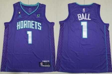 Men's Charlotte Hornets #1 Lamelo Ball Purple Icon Sponsor Swingman Jersey