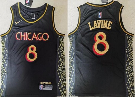 Men's Chicago Bulls #8 Zach Lavine Black 2021 City Icon Swingman Jersey