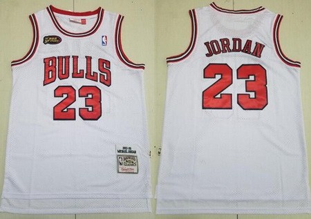 Men's Chicago Bulls #23 Michael Jordan White 1997 Finals Throwback Swingman Jersey