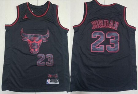 Men's Chicago Bulls #23 Michael Jordan Black City Swingman Jersey