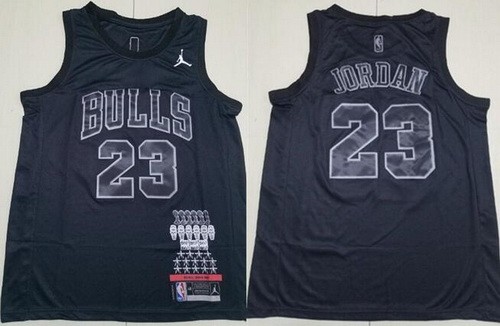 Men's Chicago Bulls #23 Michael Jordan Black MVP Swingman Jersey