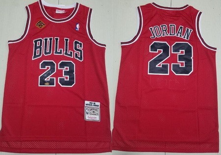 Men's Chicago Bulls #23 Michael Jordan Red 20th Anniversary Signature Swingman Jersey