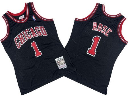 Men's Chicago Bulls #1 Derrick Rose Black 2008 Throwback Swingman Jersey