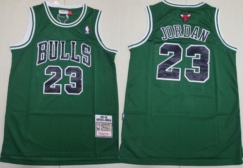 Men's Chicago Bulls #23 Michael Jordan Green 1997 Throwback Swingman Jersey