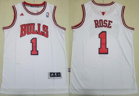 Men's Chicago Bulls #1 Derrick Rose White Adidas Swingman Jersey