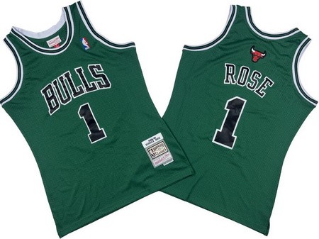 Men's Chicago Bulls #1 Derrick Rose Green Black 2008 Throwback Swingman Jersey