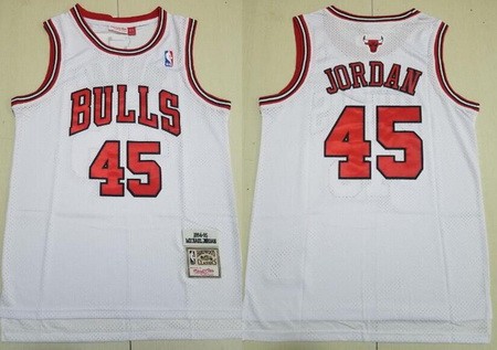 Men's Chicago Bulls #45 Michael Jordan White 1984 Throwback Swingman Jersey