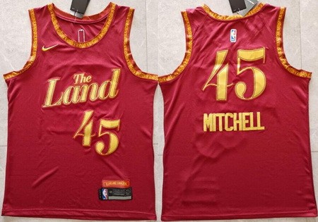 Men's Cleveland Cavaliers #45 Donovan Mitchell Red 2023 City Icon Swingman Jersey