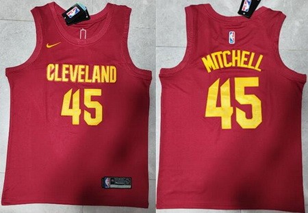 Men's Cleveland Cavaliers #45 Donovan Mitchell Red Icon Swingman Jersey