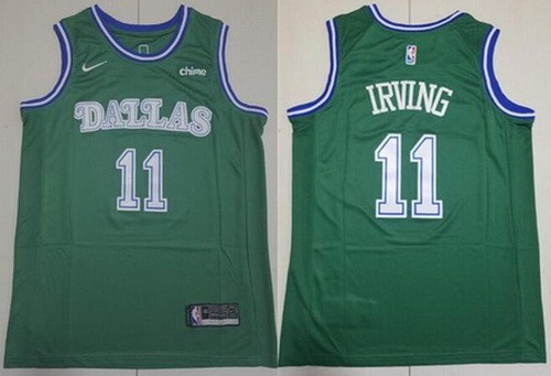 Men's Dallas Mavericks #11 Kyrie Irving Green Sponsor Swingman Jersey