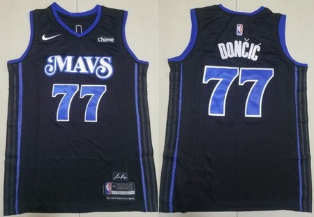 Men's Dallas Mavericks #77 Luka Doncic Black 2023 City Icon Sponsor Swingman Jersey