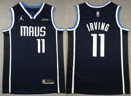 Men's Dallas Mavericks #11 Kyrie Irving Navy Statement Icon Sponsor Swingman Jersey