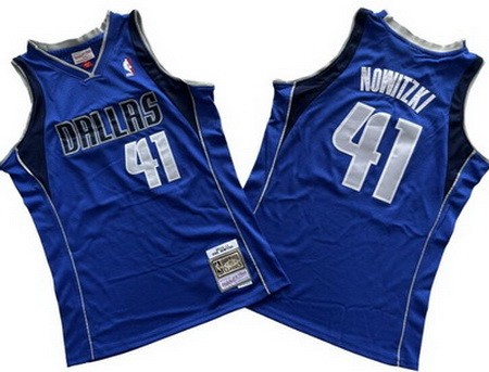 Men's Dallas Mavericks #41 Dirk Nowitzki Blue 2010 Throwback Swingman Jersey