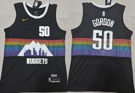 Men's Denver Nuggets #50 Aaron Gordon Black City Icon Swingman Jersey