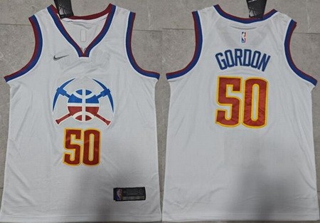 Men's Denver Nuggets #50 Aaron Gordon White Earned Icon Swingman Jersey