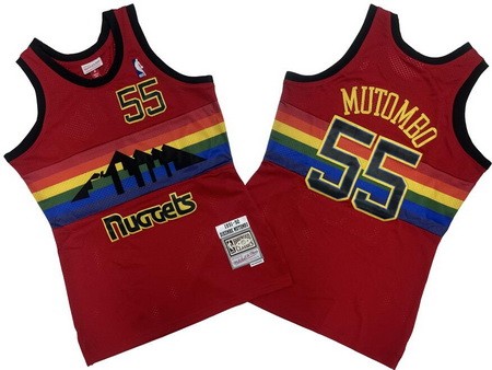 Men's Denver Nuggets #55 Dikembe Mutombo Red 1991 Throwback Swingman Jersey