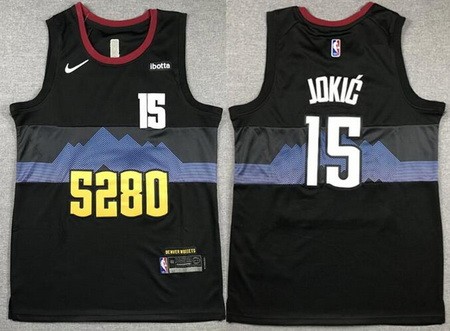 Men's Denver Nuggets #15 Nikola Jokic Black 2023 City Icon Sponsor Swingman Jersey