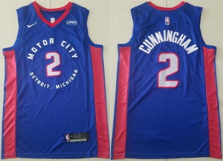 Men's Detroit Pistons #2 Cade Cunningham Blue City Icon Sponsor Swingman Jersey