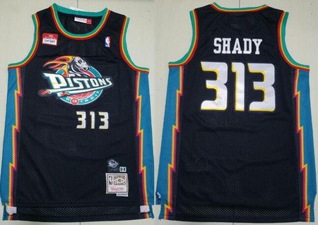 Men's Detroit Pistons #313 Slim Shady Black Remix X Swingman Jersey