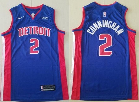 Men's Detroit Pistons #2 Cade Cunningham Blue Icon Sponsor Swingman Jersey