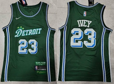 Men's Detroit Pistons #23 Jaden Ivey Green 2022 City Icon Swingman Jersey