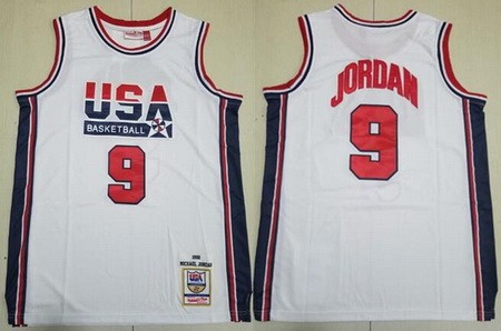 Men's Dream 1 USA #9 Michael Jordan White 1992 Swingman Jersey