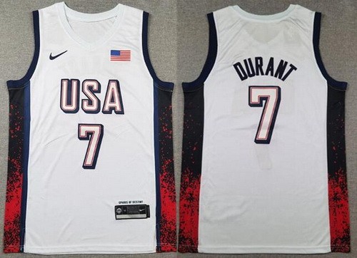 Men's Dream 16 USA #7 Kevin Durant White 2024 Swingman Jersey