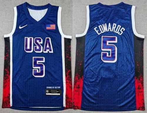 Men's Dream 16 USA #5 Anthony Edwards Navy 2024 Swingman Jersey