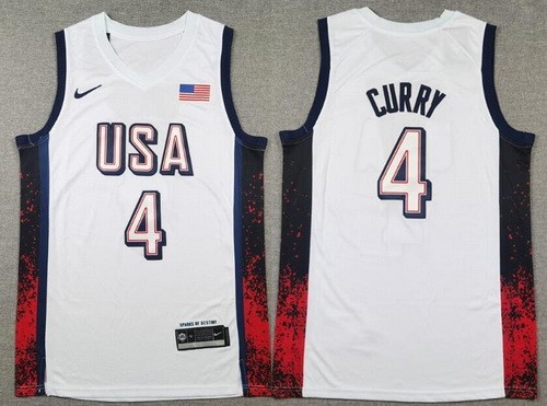 Men's Dream 16 USA #4 Stephen Curry White 2024 Swingman Jersey