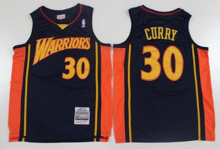 Men's Golden State Warriors #30 Stephen Curry Navy 2009 Throwback Swingman Jersey