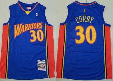 Men's Golden State Warriors #30 Stephen Curry Blue 2009 Throwback Swingman Jersey