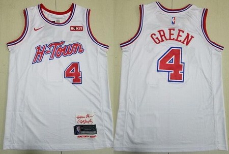 Men's Houston Rockets #4 Jalen Green White 2023 City Icon Sponsor Swingman Jersey