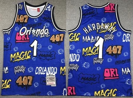 Men's Orlando Magic #1 Tracy McGrady Blue Doodle Fashion Swingman Jersey