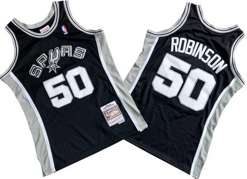 Men's San Antonio Spurs #50 David Robinson Black 1998 Throwback Swingman Jersey