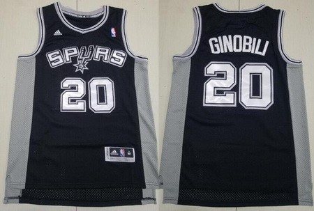 Men's San Antonio Spurs #20 Manu Ginobili Black Throwback Swingman Jersey