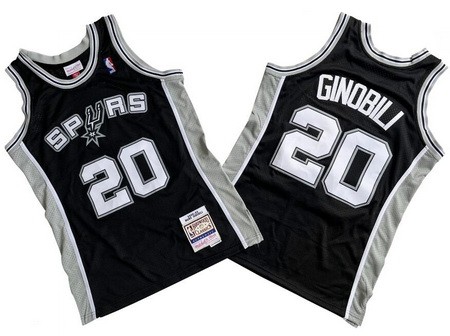 Men's San Antonio Spurs #20 Manu Ginobili Black 2002 Throwback Swingman Jersey