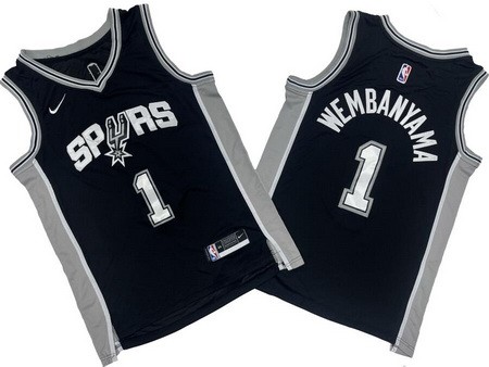 Men's San Antonio Spurs #1 Victor Wembanyama Black Icon Swingman Jersey