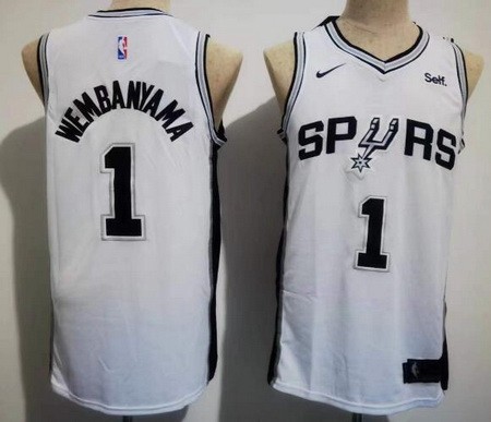 Men's San Antonio Spurs #1 Victor Wembanyama White Icon Sponsor Swingman Jersey