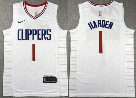 Men's Los Angeles Clippers #1 James Harden White Icon Swingman Jersey