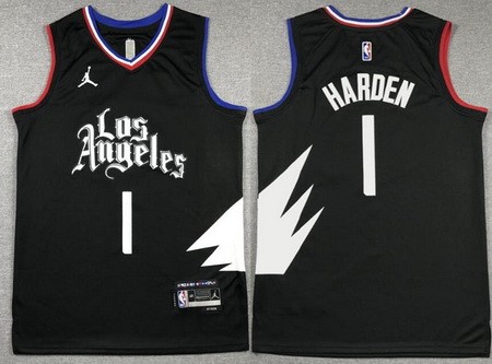 Men's Los Angeles Clippers #1 James Harden Black Statement Icon Swingman Jersey